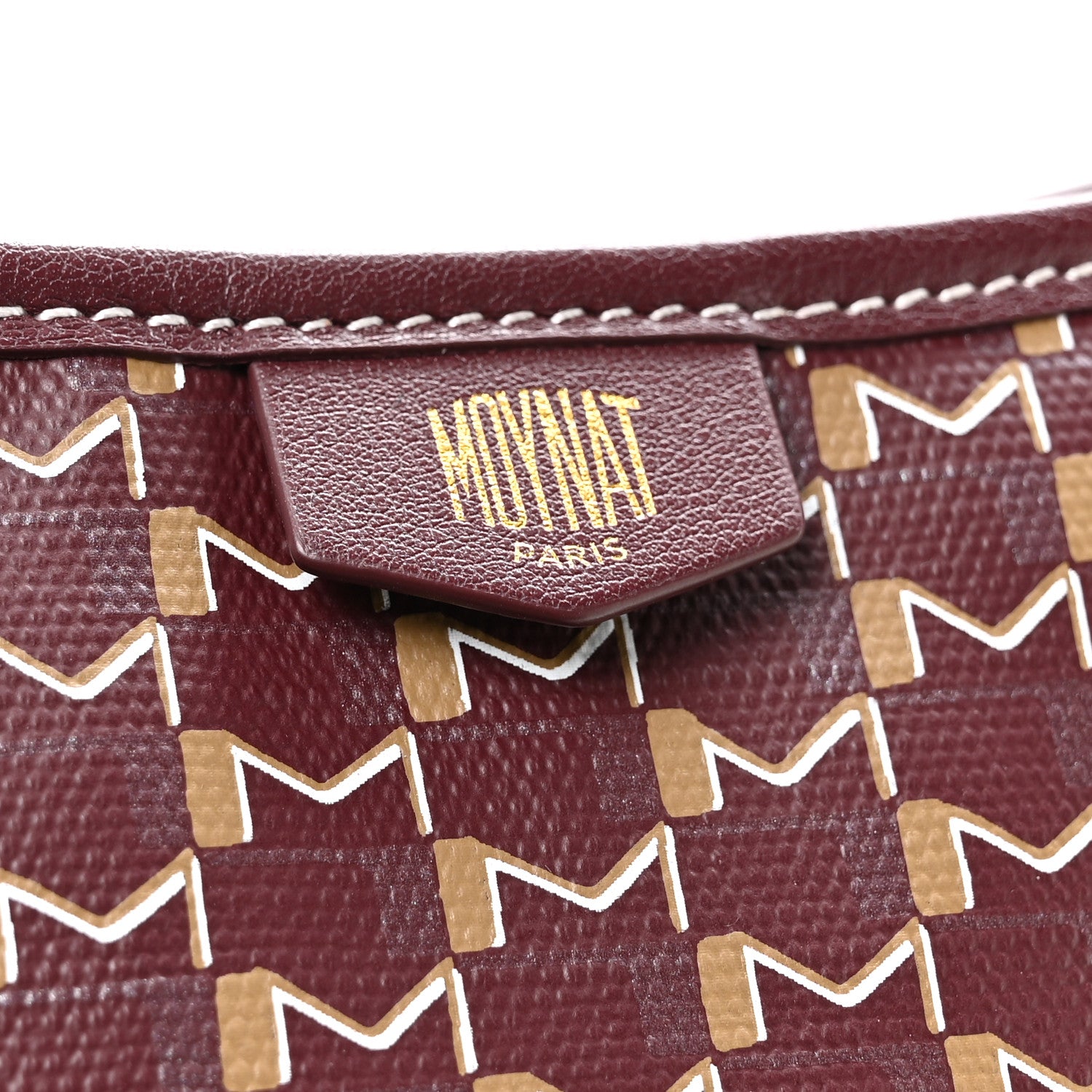 Moynat Calfskin Canvas M Hobo Bag Burgundy 6 of 9