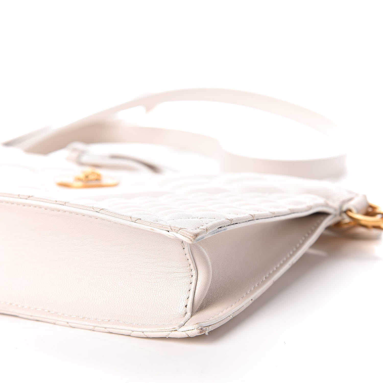 Versace Calfskin Quilted Tribute Icon Crossbody Flat Pouch White 6 of 10