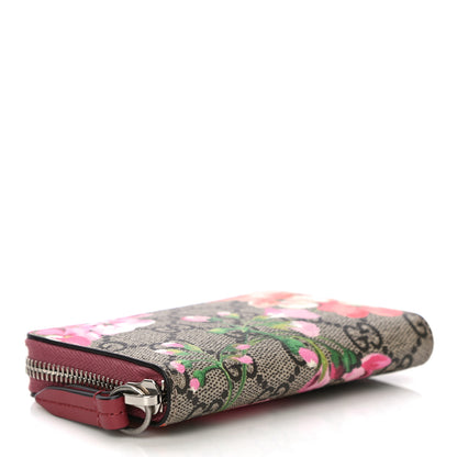 Gucci GG Supreme Monogram Blooms Zip Around Card Case Wallet Beige Multicolor Dry Rose 4 of 10