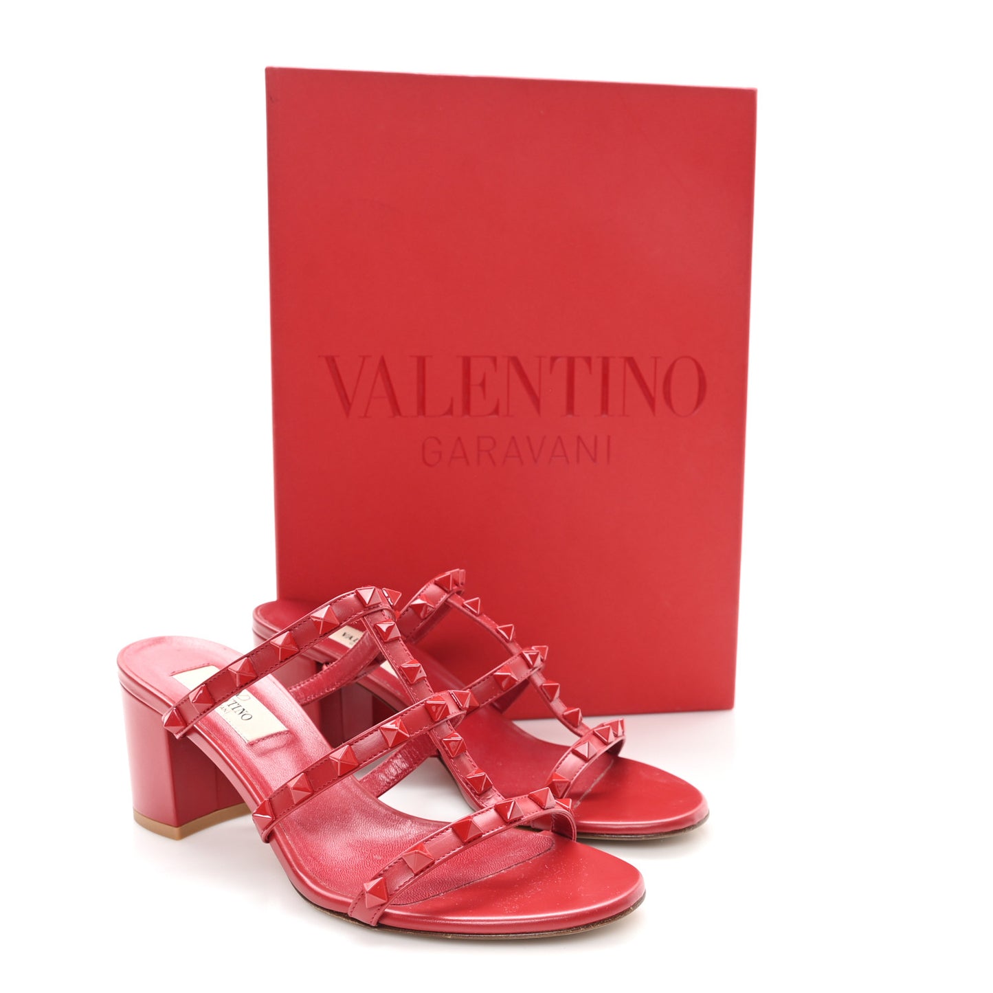 Patent Lacquered Monochrome Rockstud 60mm Caged Slide Sandals 36.5 Rosso Valentino