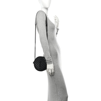 Saint Laurent Calfskin Matelasse Chevron Round Vinyle Camera Bag Black 2 of 13