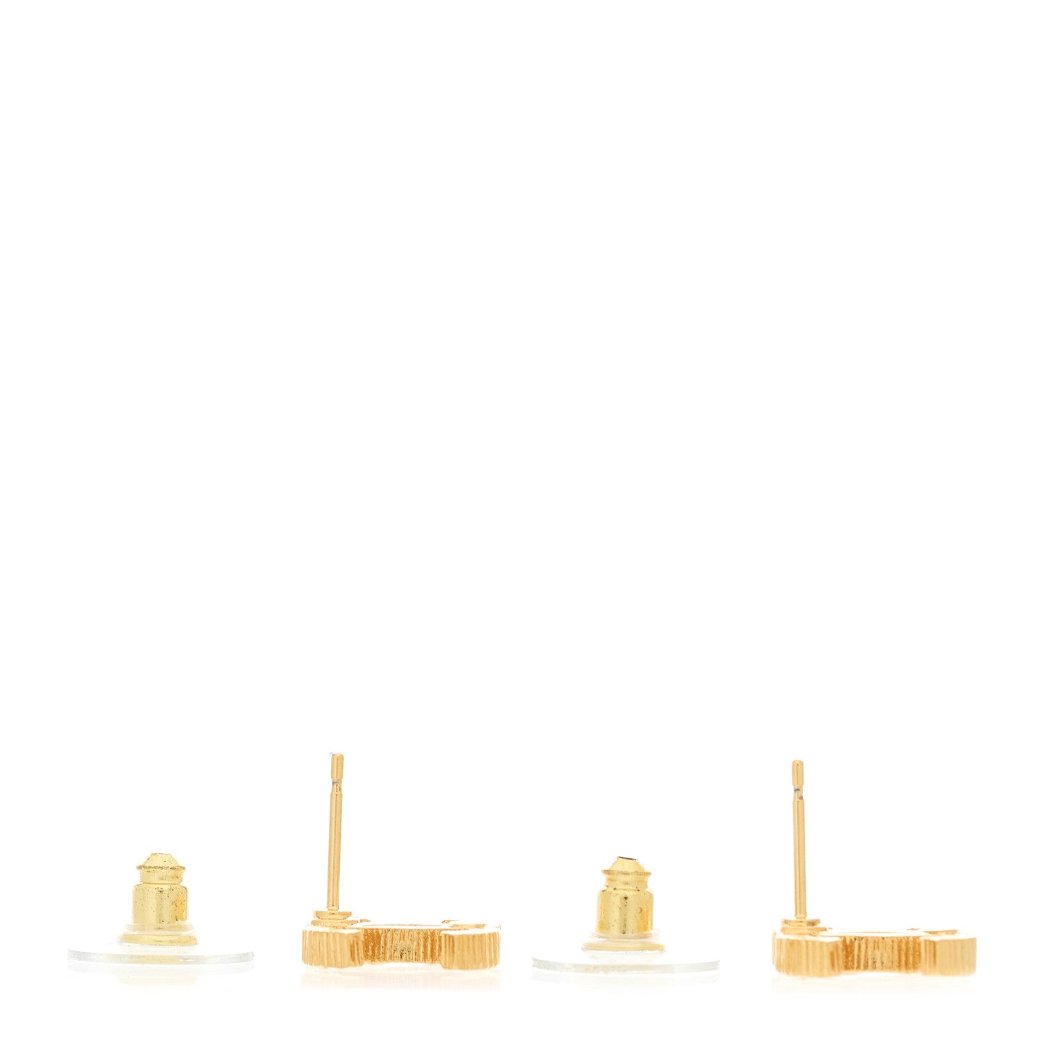 Chanel Metal Textured CC Earrings Gold 3 of 5