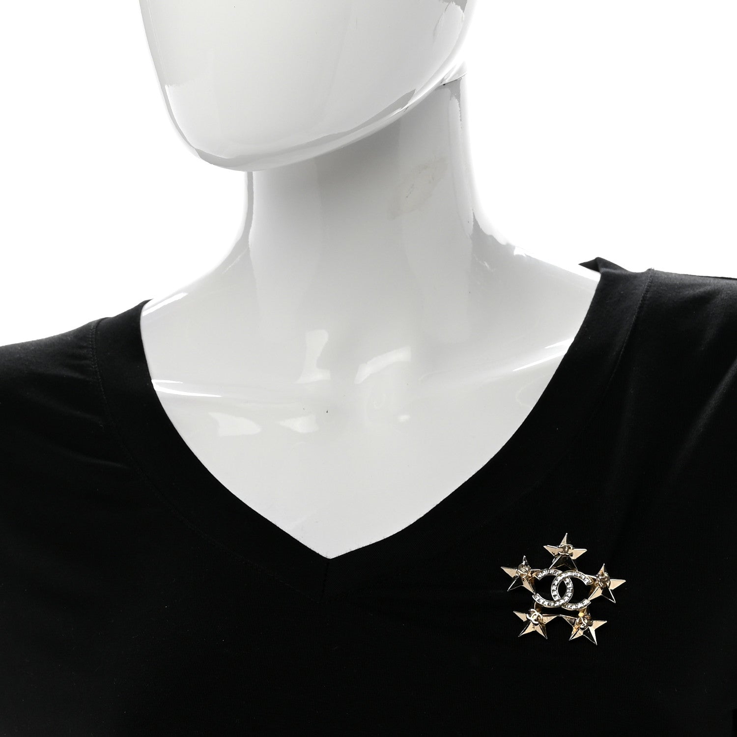 Chanel Baguette Crystal CC Star Brooch Gold 2 of 4
