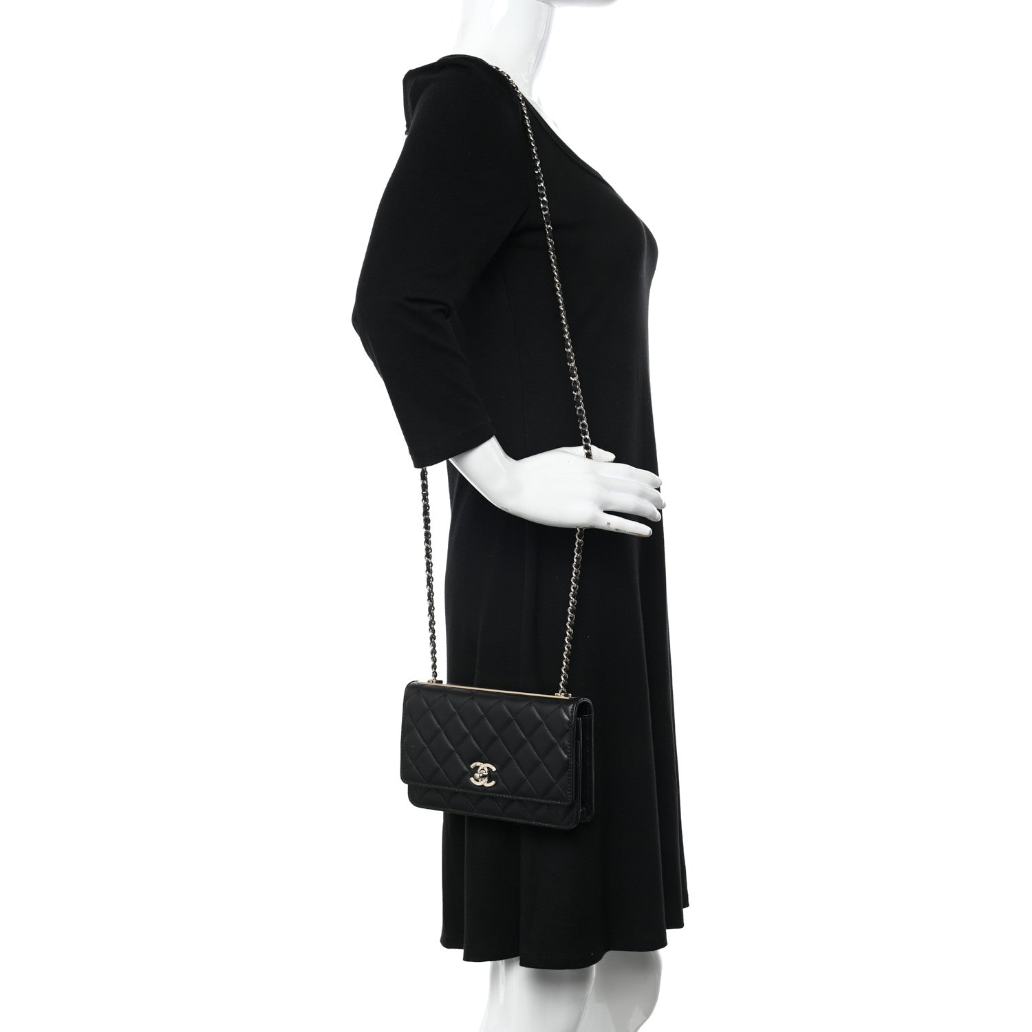 Chanel Lambskin Quilted Trendy CC Wallet On Chain WOC Black 2 of 15