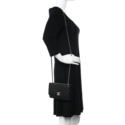 Chanel Lambskin Quilted Trendy CC Wallet On Chain WOC Black 2 of 15