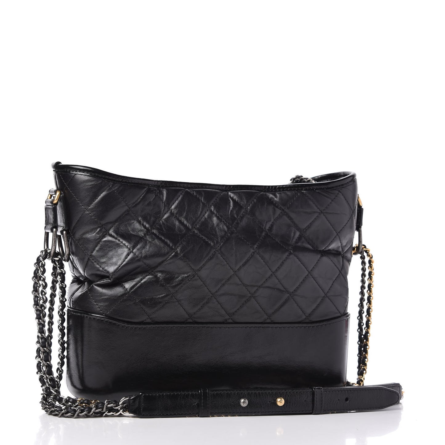 Aged Calfskin Quilted Medium Gabrielle Hobo Black