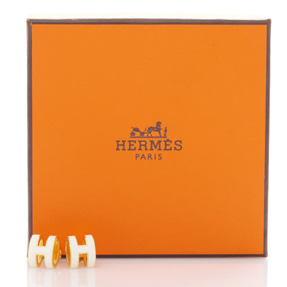 Hermes Gold Lacquered Pop H Earrings White 7 of 7