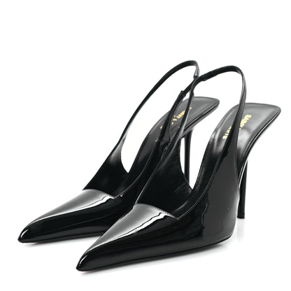 Saint Laurent Vernice Grupy Kiss 105 Slingback Pumps 37 Black 4 of 10