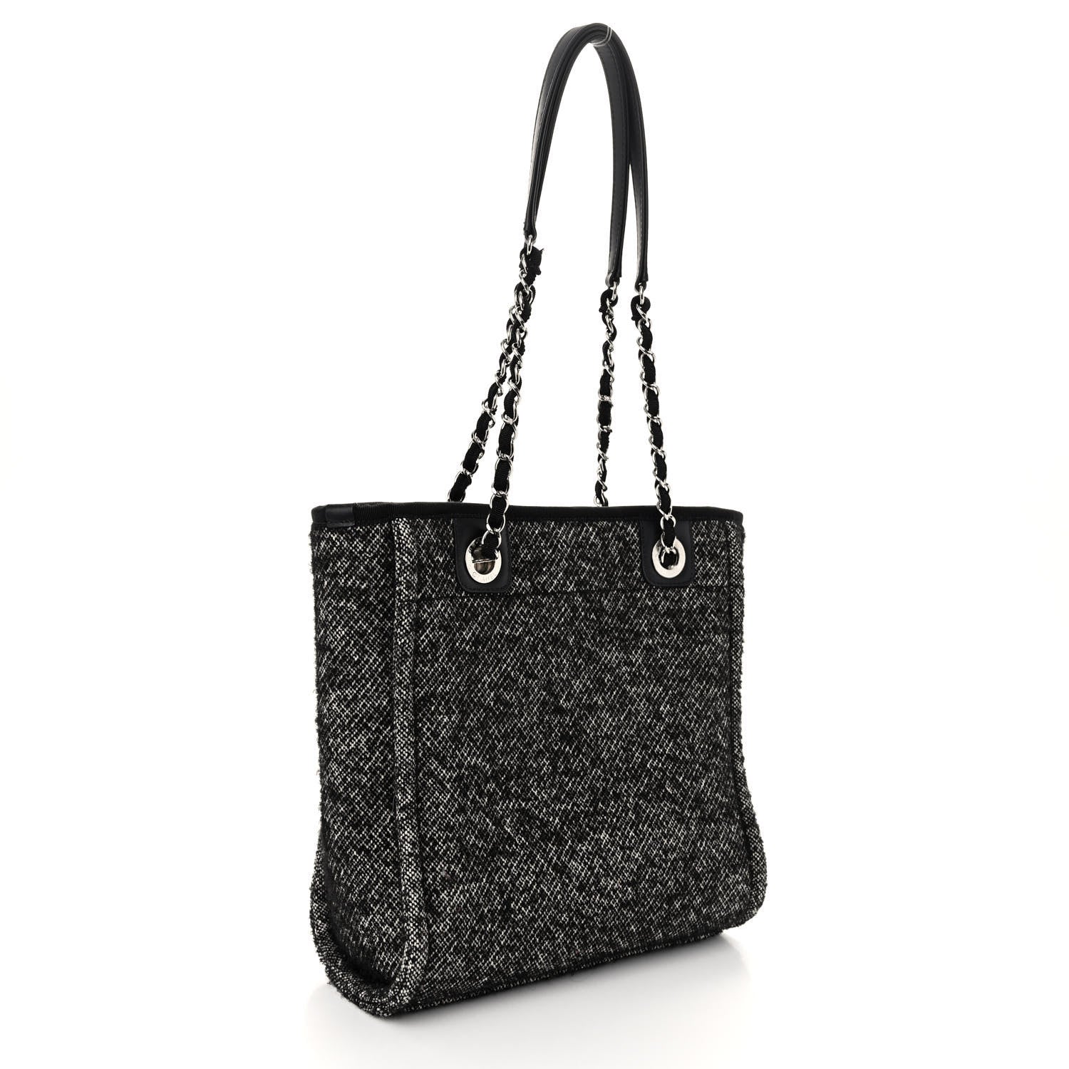 Chanel Mixed Fibers Calfskin Mini Deauville Tote Black White 3 of 10