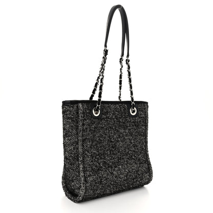 Chanel Mixed Fibers Calfskin Mini Deauville Tote Black White 3 of 10