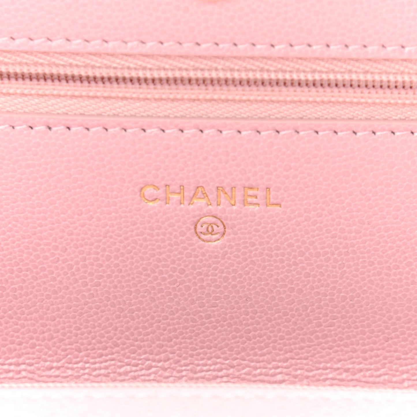 Caviar Quilted Studded CC Wallet on Chain WOC Light Pink