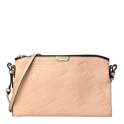 Burberry Signature Grain Calfskin Check Embossed Peyton Crossbody Clutch Bag Apricot 1 of 11