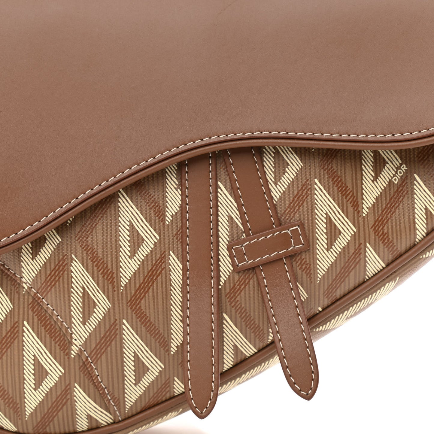 Coated Canvas CD Diamond Printed Mens Saddle Bag Coffee