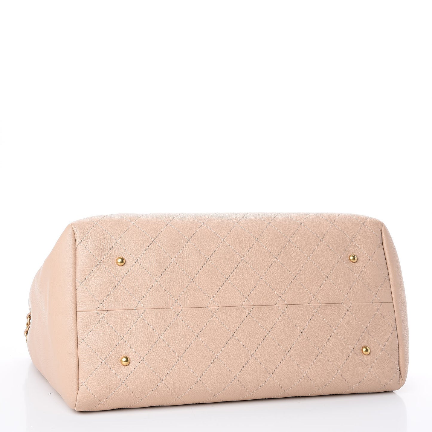 Grained Calfskin Stitched Large Supple Rock Shopping Tote Beige