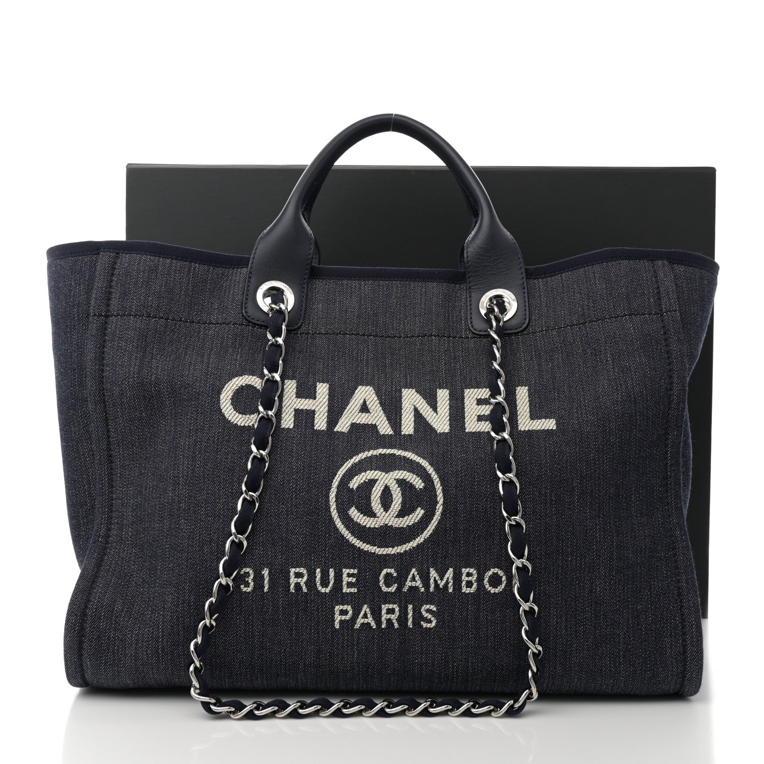 Chanel Denim Large Deauville Tote Dark Blue 11 of 11