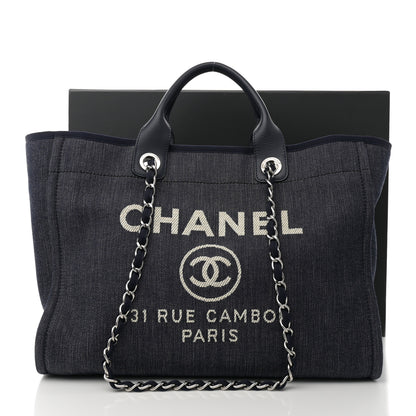 Chanel Denim Large Deauville Tote Dark Blue 11 of 11