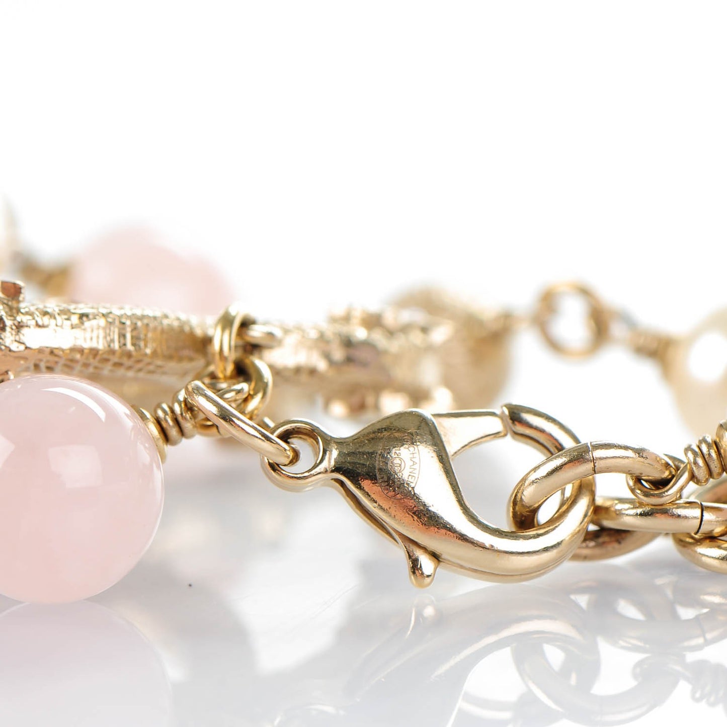 Pearl Beaded Crystal Star CC Bracelet Purple Gold