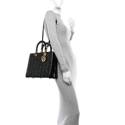 Christian Dior Patent Cannage Large Lady Dior Black 2 of 10