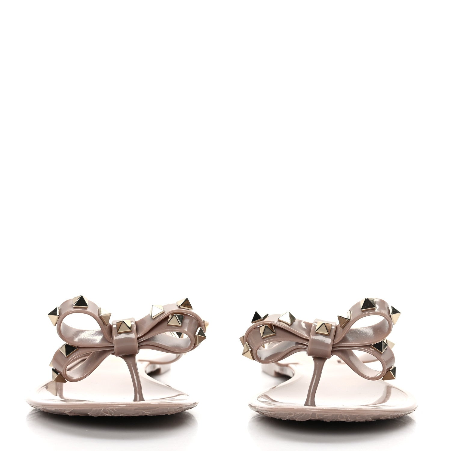 Valentino Garavani PVC Jelly Rockstud Bow Thong Sandals 39 Poudre 2 of 7