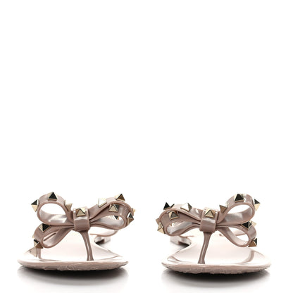 Valentino Garavani PVC Jelly Rockstud Bow Thong Sandals 39 Poudre 2 of 7