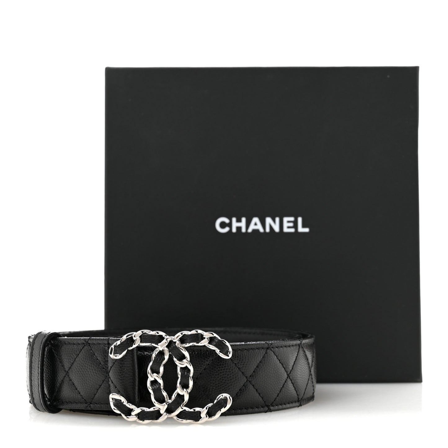 Caviar Quilted CC Chain Belt 85 34 Black