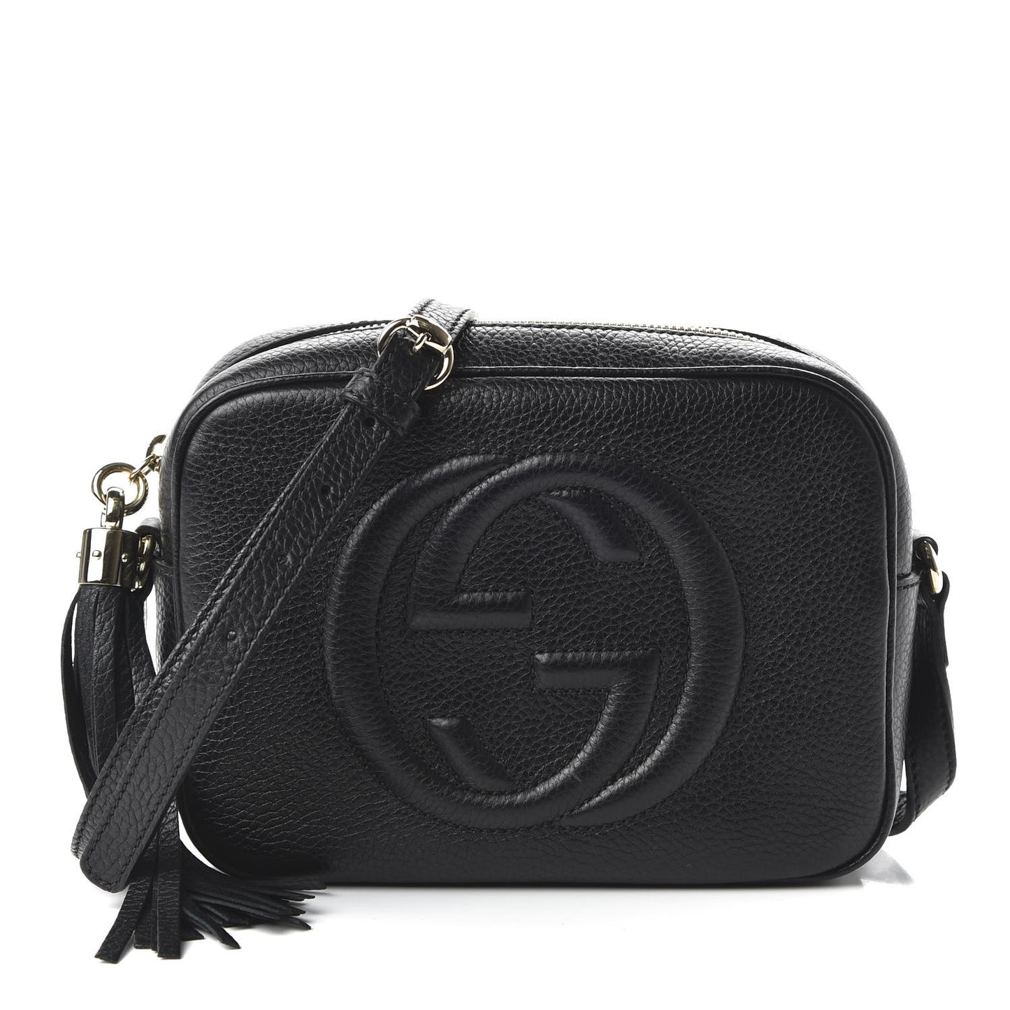Pebbled Calfskin Small Soho Disco Bag Black