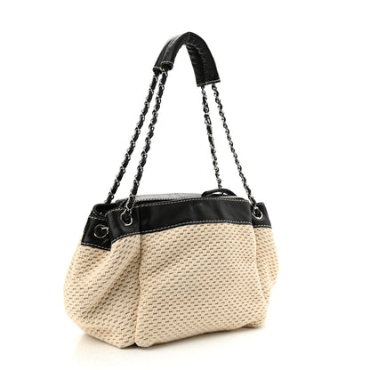Chanel Canvas Woven Lambskin Lax Accordion Hobo Black 2 of 9
