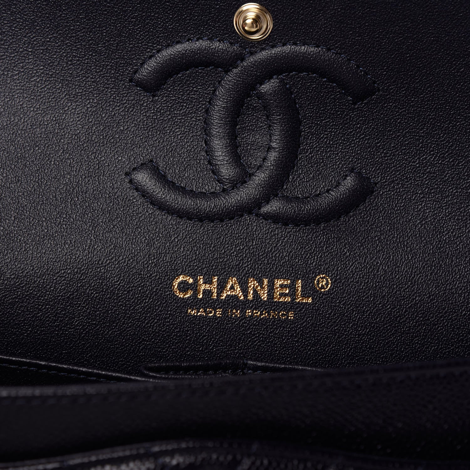 Chanel Caviar Chevron Quilted Small Double Flap Navy Blue 6 of 10