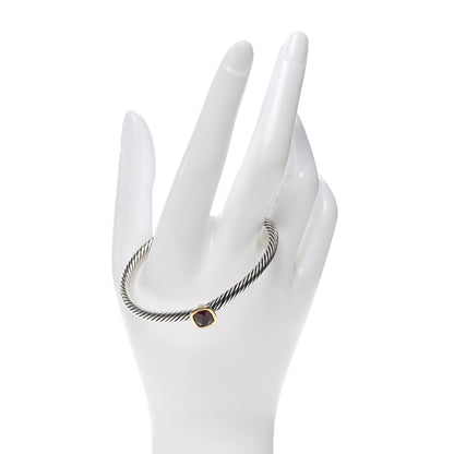 David Yurman Sterling Silver 18K Yellow Gold Garnet 4mm Noblesse Cable Bracelet 2 of 4