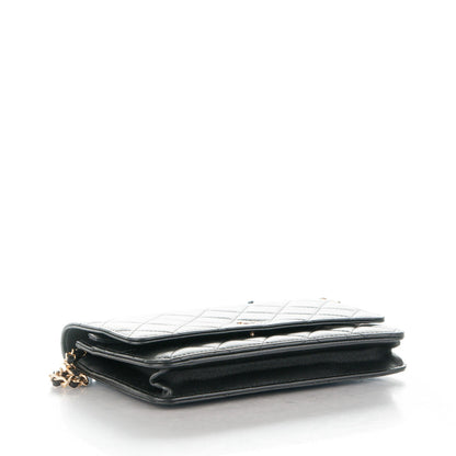 Chanel Lambskin Quilted Wallet On Chain WOC Black 4 of 8
