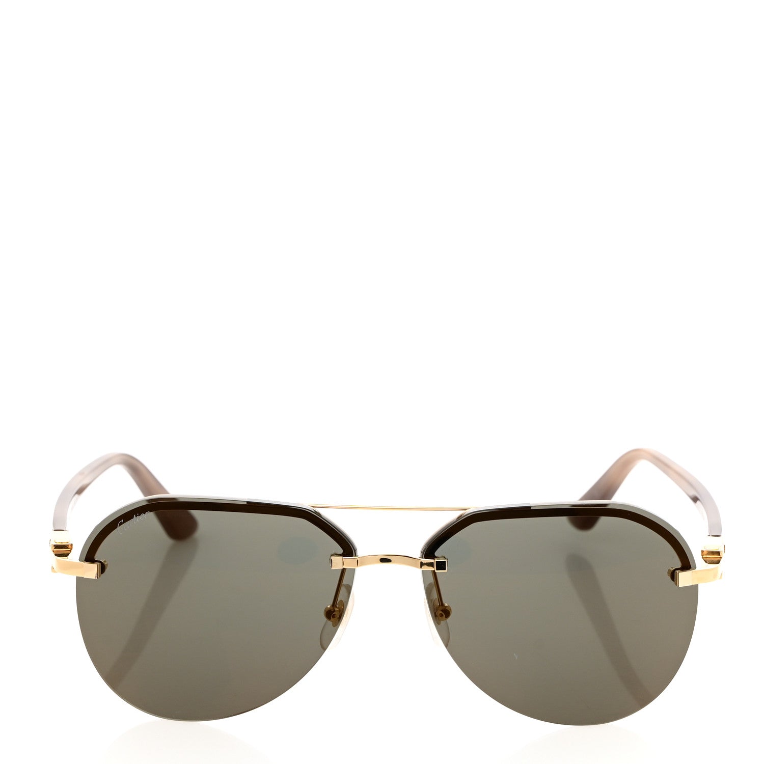 Cartier Mens Double Bridge Aviator Sunglasses Gold 2 of 8