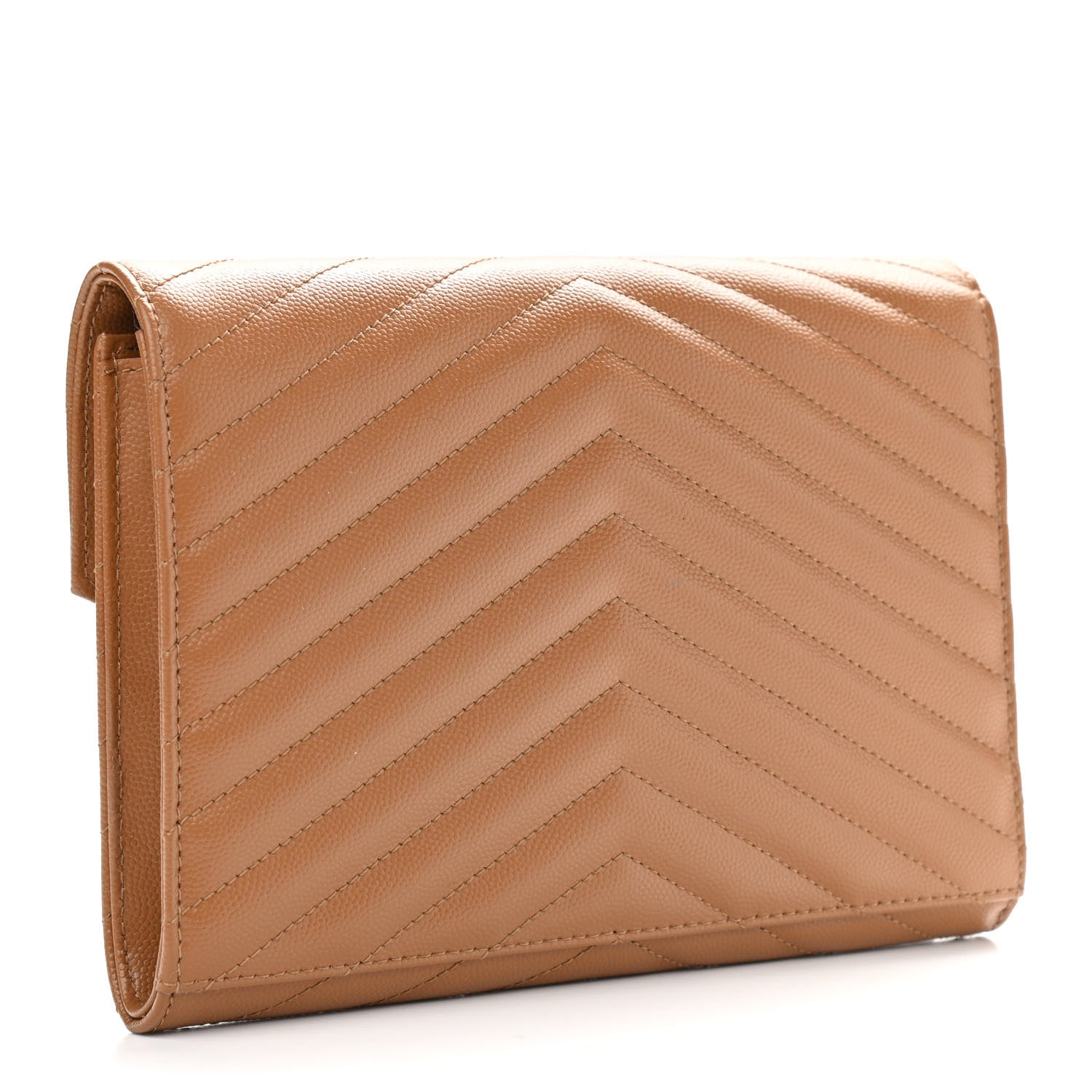 Saint Laurent Grain De Poudre Matelasse Chevron Monogram Cassandre Flap Pouch Natural Dark 3 of 10