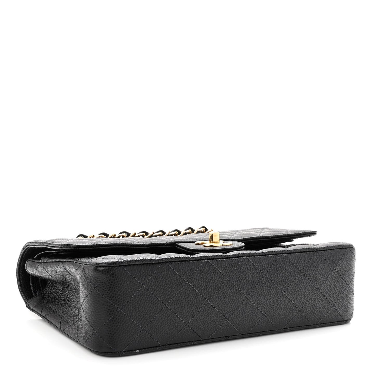 Caviar Quilted Medium Double Flap Black
