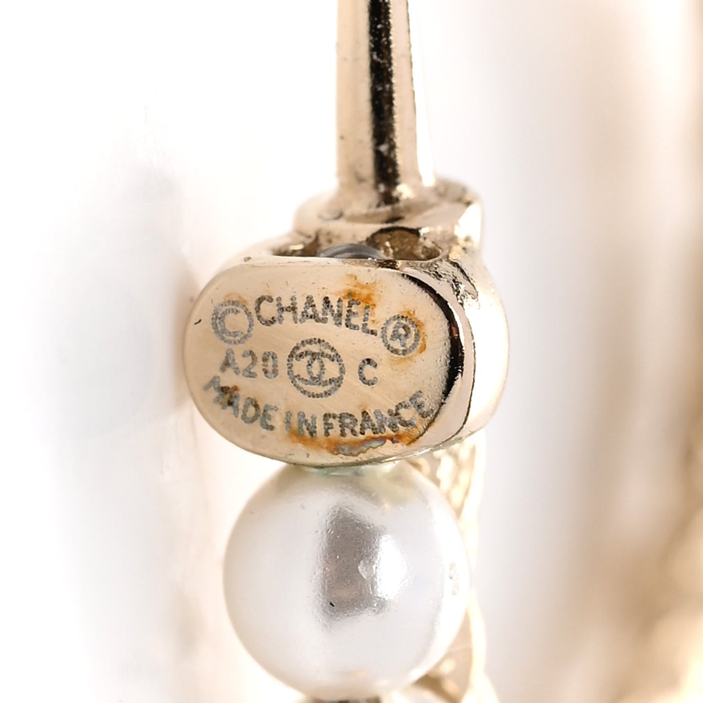 Pearl Charms CC Hoop Earrings Gold