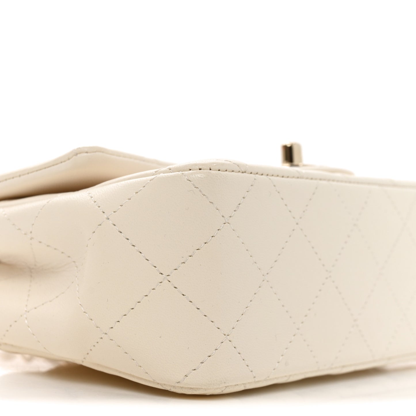 Lambskin Quilted Mini Rectangular Flap White
