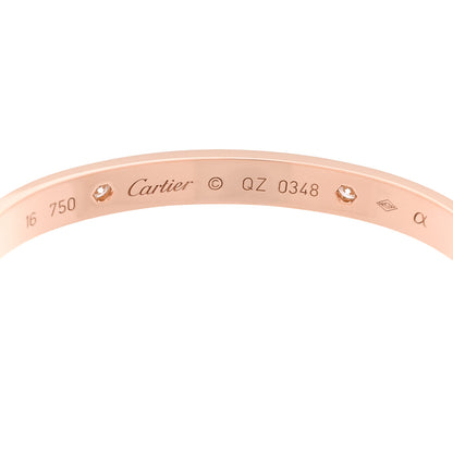 Cartier 18K Pink Gold 4 Diamond LOVE Bracelet 16 3 of 7