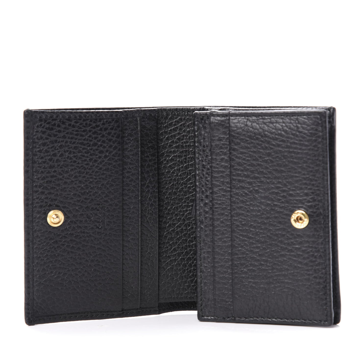 Pebbled Calfskin GG Marmont Card Case Black