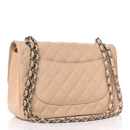 Chanel Caviar Quilted Jumbo Double Flap Beige 3 of 9