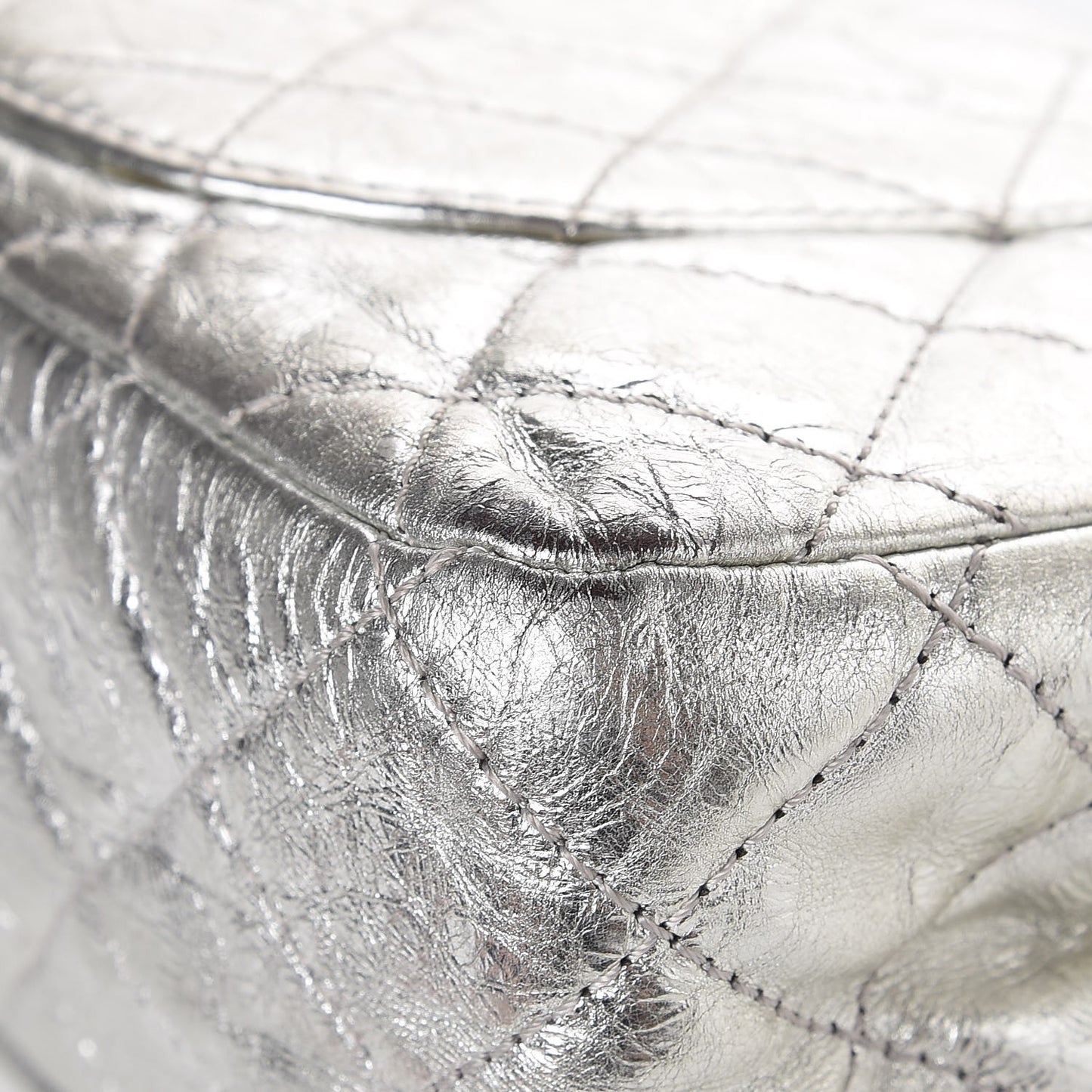 Metallic Aged Calfskin Quilted 2.55 Reissue 227 Flap Silver