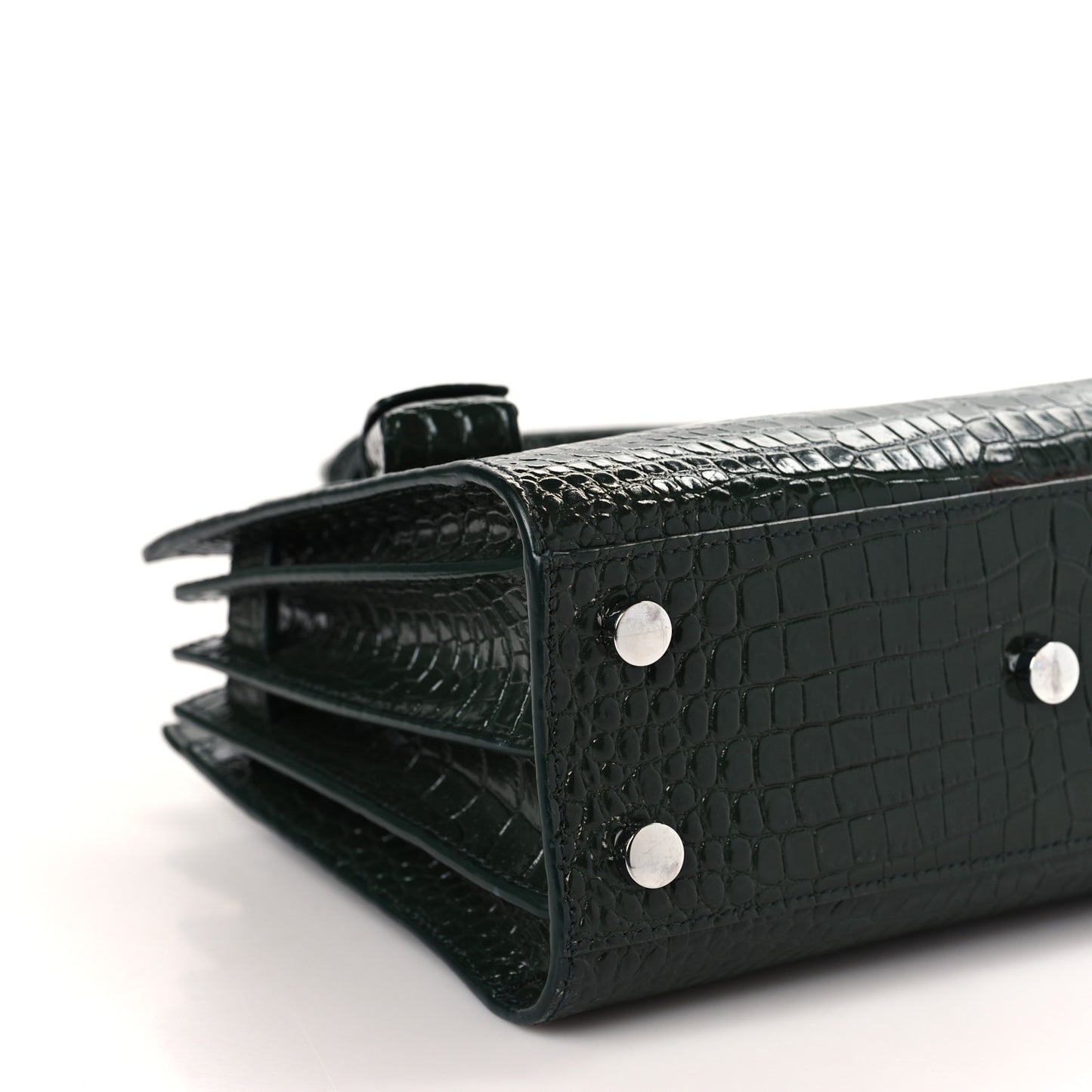 Calfskin Crocodile Embossed Nano Sac De Jour Dark Leaf