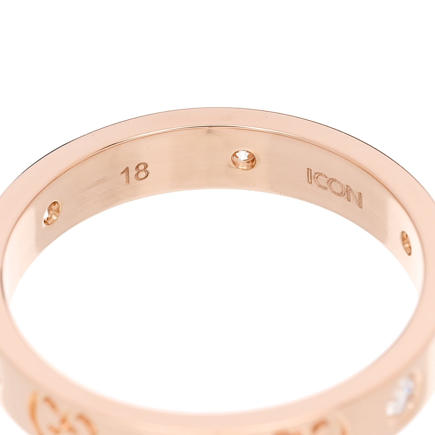 18K Rose Gold Diamond Icon Band Ring 58 8.25