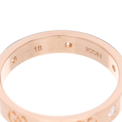 Gucci 18K Rose Gold Diamond Icon Band Ring 58 8.25 6 of 7