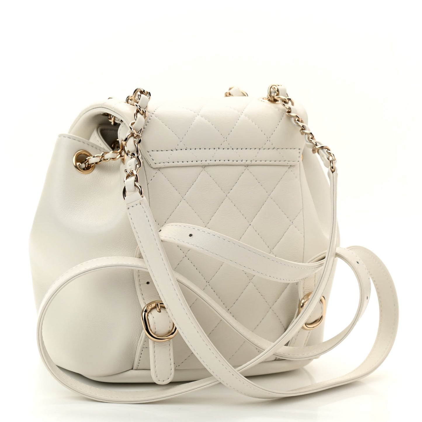 Lambskin Quilted Small Duma Drawstring Backpack White