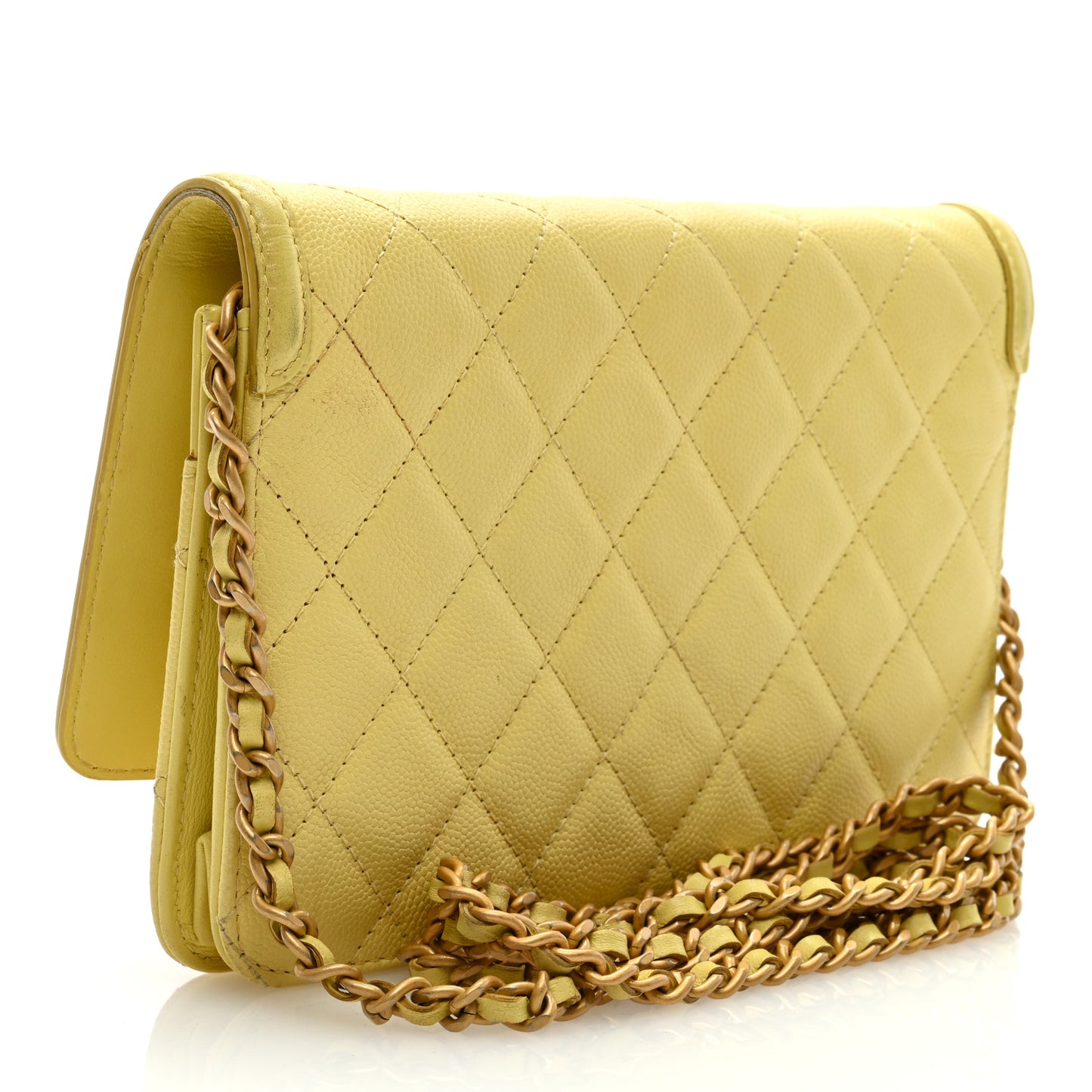 Caviar Quilted CC Filigree Wallet On Chain WOC Yellow