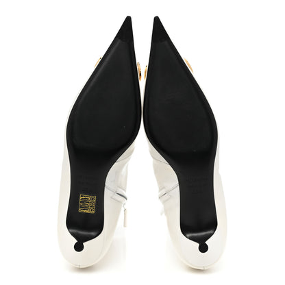 Balenciaga Patent BB Pointy Toe Ankle Booties 38.5 Optical White 5 of 11