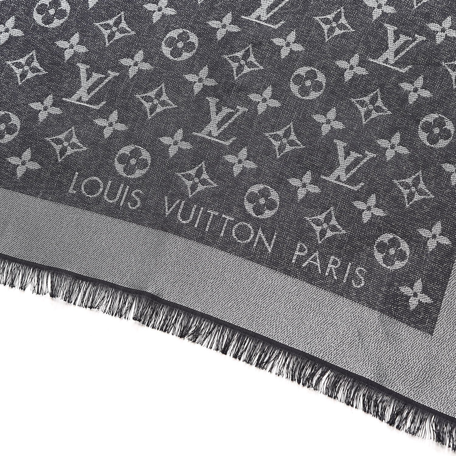 Louis Vuitton Silk Lurex Wool Monogram Shine Shawl Black 3 of 5