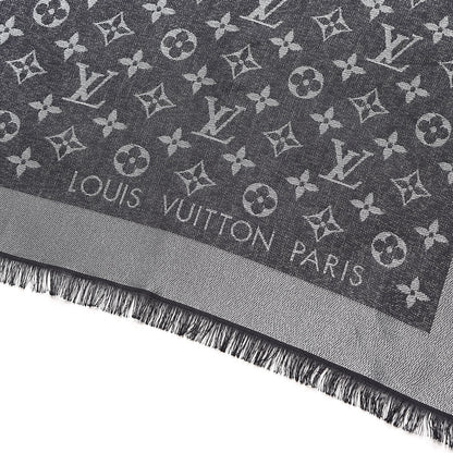 Louis Vuitton Silk Lurex Wool Monogram Shine Shawl Black 3 of 5