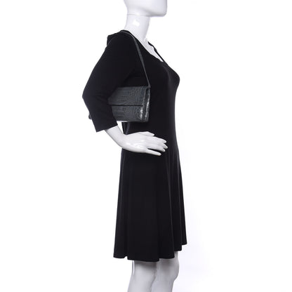 Nancy Gonzalez Crocodile Gotham Flap Clutch Grey 2 of 9
