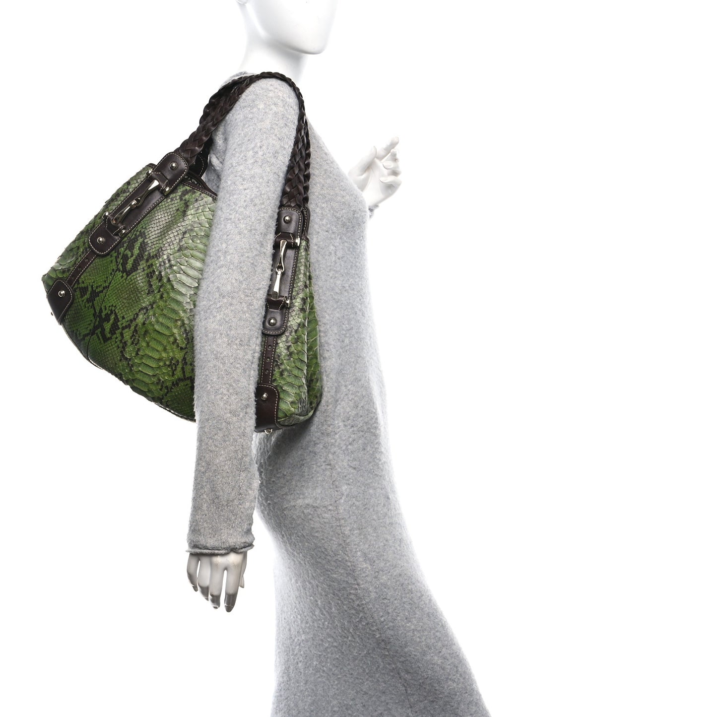 Snakeskin Medium Pelham Tote Green Brown
