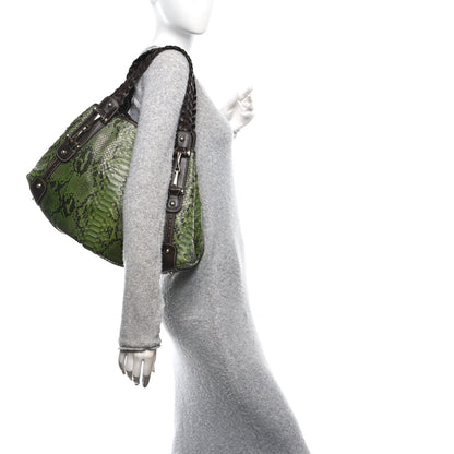 Gucci Snakeskin Medium Pelham Tote Green Brown 2 of 12